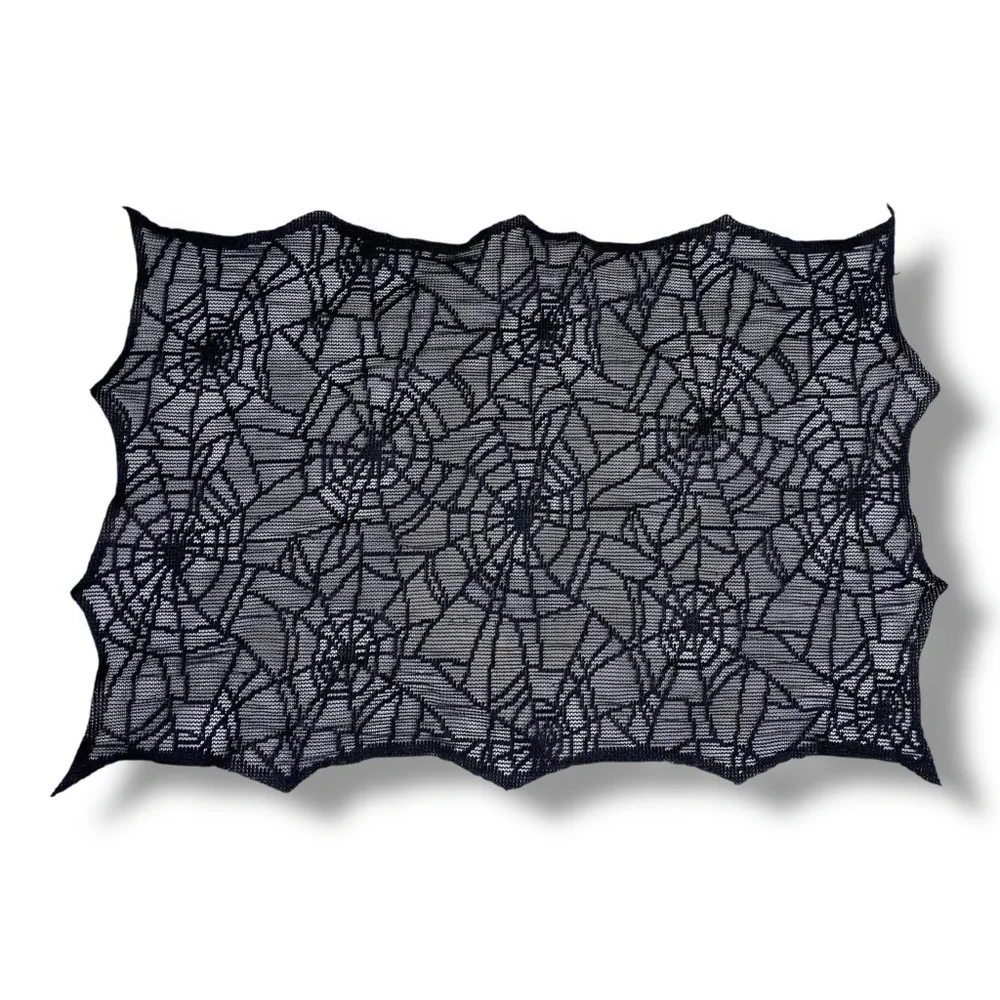 Set Of 2 Spiderweb Black Napkins Halloween Goth Home Decor Kitchen Dining Party